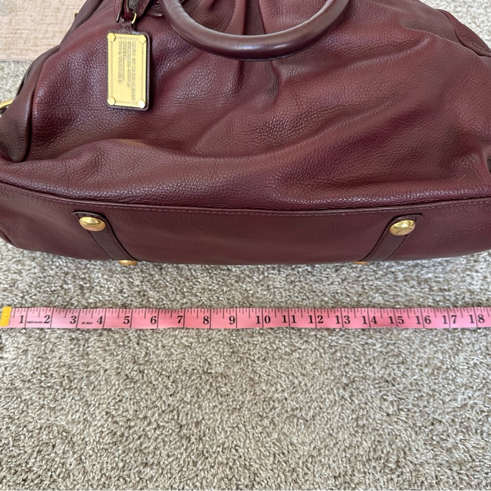 Marc By Marc Jacobs Maroon Leather Bowling Bag with Gold Hardware - Picture 9 of 10